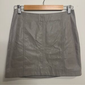 Free People Grey Leather Mini Skirt